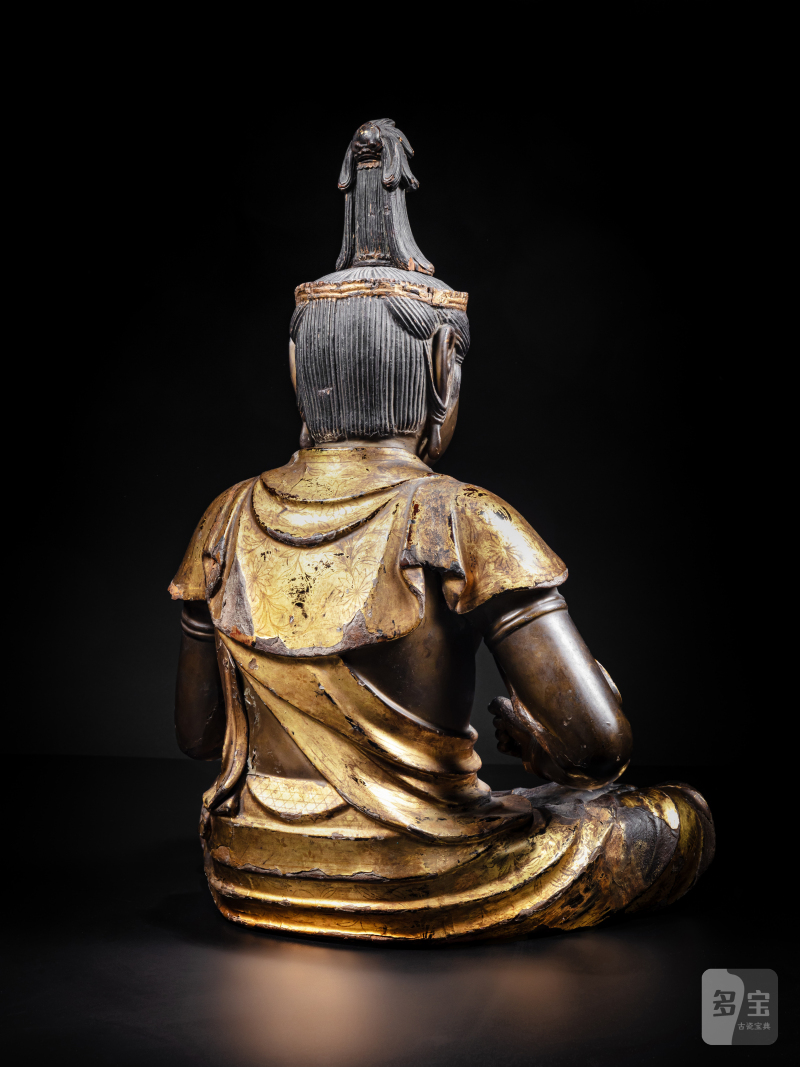 日本 江戶時代 十七世紀 漆金木雕菩薩坐像 - 图5
